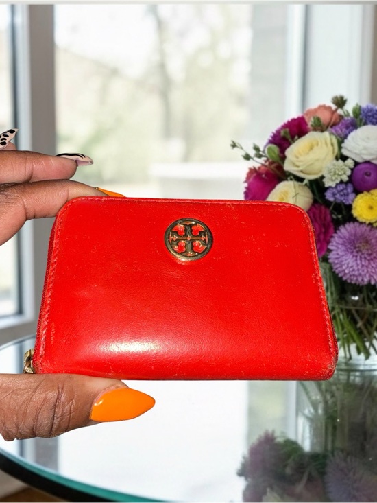 Tory Burch Handbags - Tory Burch Red Leather Small Zip Around Wallet